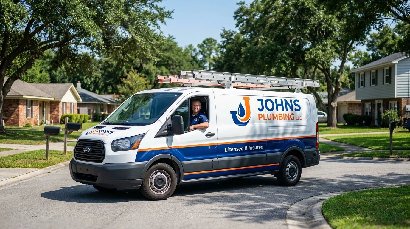 Johns Plumbing LLC service van in Duck Hill, MS