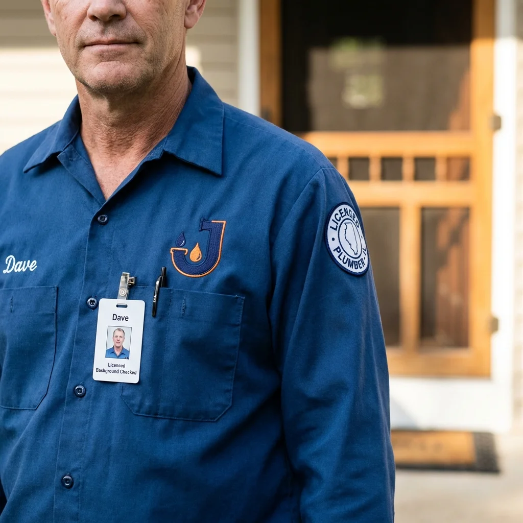 Licensed plumber showing ID badge in Duck Hill, MS