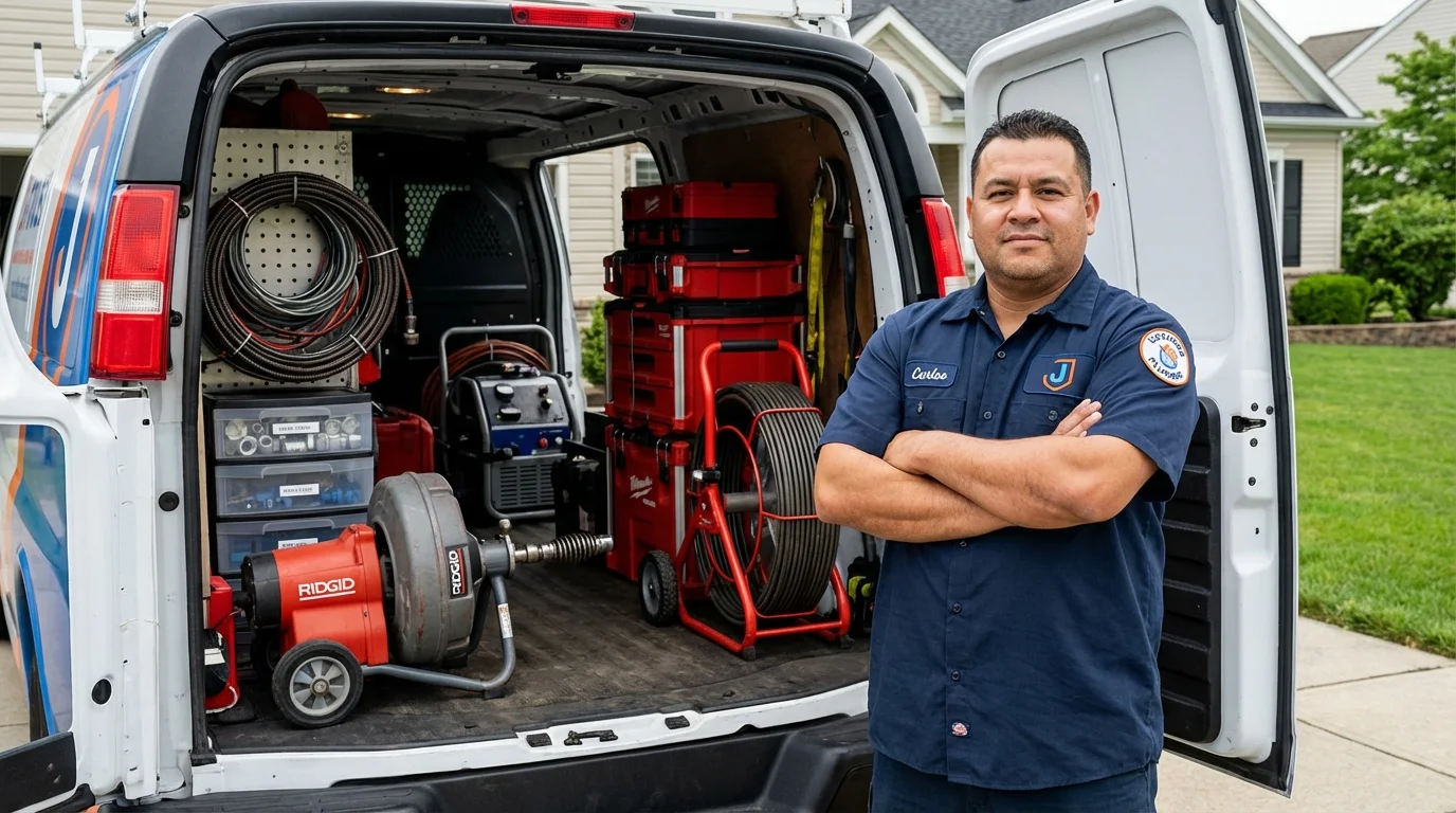 Professional drain cleaning equipment and Johns Plumbing LLC plumber in Duck Hill